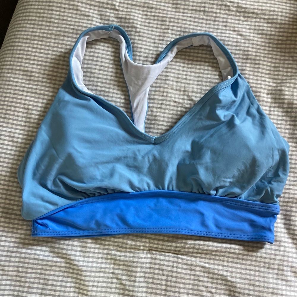 Two-tone Blue Sporty Swim Suit Top